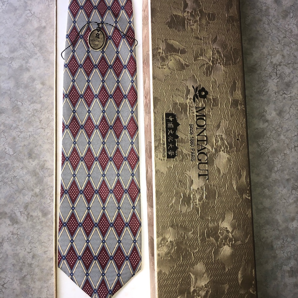 Red and Blue Diamond Pattern Tie